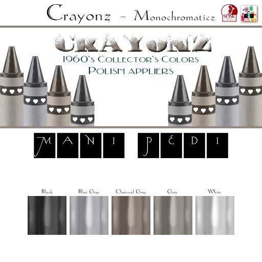 ~Mani Pedi~ Crayonz ~ Monochromaticz Polish - Slink HUD