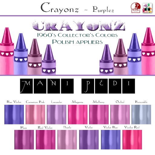 ~Mani Pedi~ Crayonz ~ Purplez Polish - Slink HUD