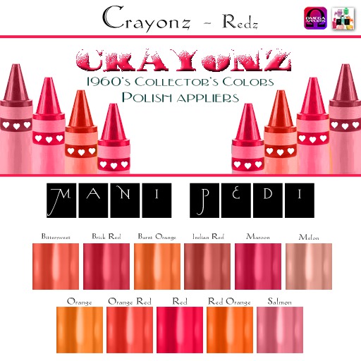 ~Mani Pedi~ Crayonz ~ Redz Polish - Omega HUD