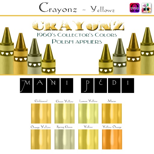 ~Mani Pedi~ Crayonz ~ Yellowz Polish - Omega HUD