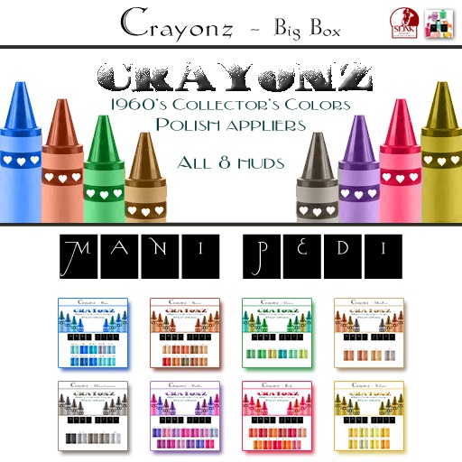 ~Mani Pedi~ Crayonz ~ Big Box Polishes - Slink HUDs