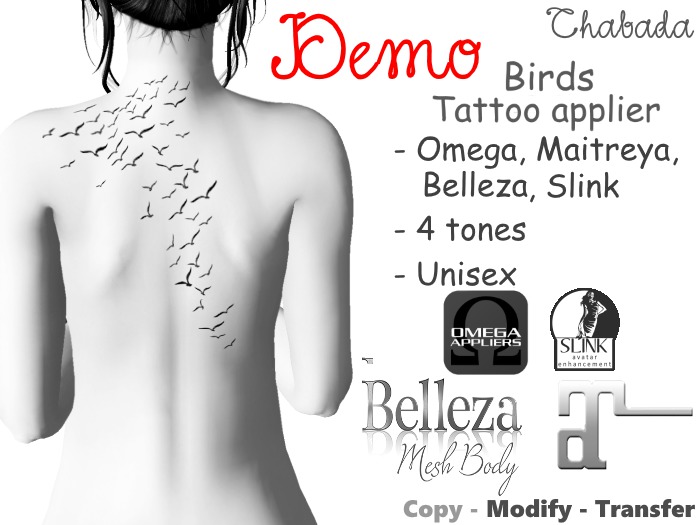 Chabada - Birds, Tattoo applier (back) [DEMO]