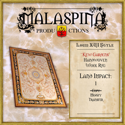 LM Malaspina "Kew Gardens" Handwoven Savonnerie Rug