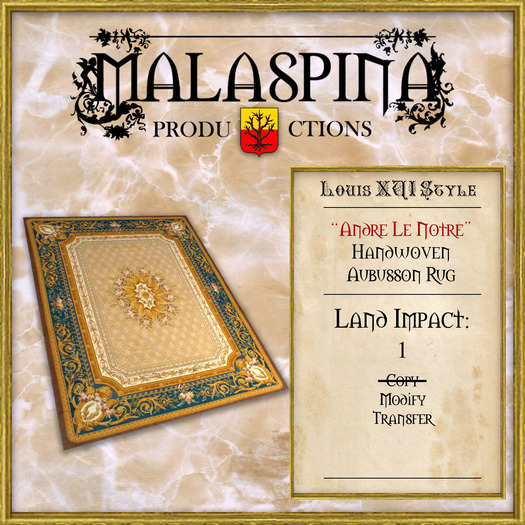 LM Malaspina "Andre Le Notre" Handwoven Aubusson Rug