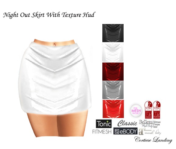 Night Out Skirt Blk/Wht/Red With Texure Hud
