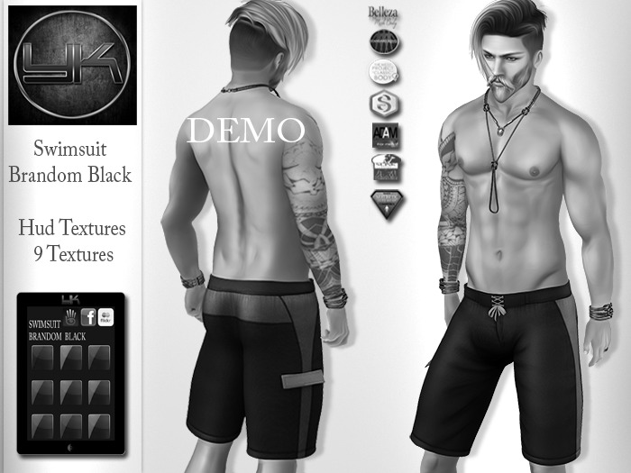 YACK - Mens MESH Swimsuit Brandom Black DEMO