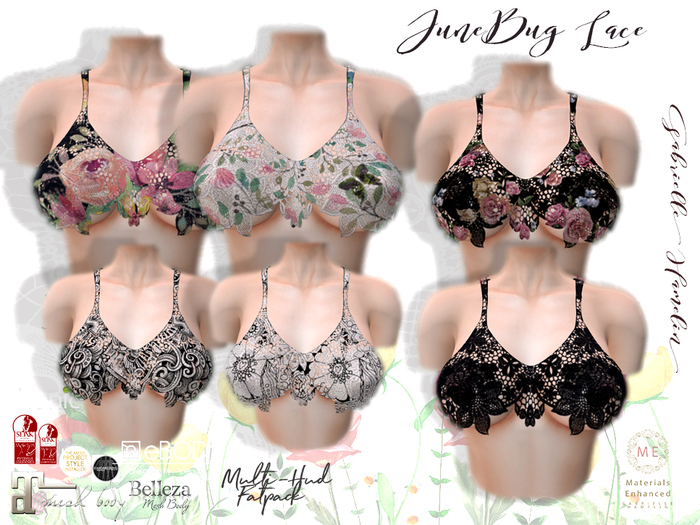 .::Pretty Junebug Lace Crop::. HUD Fatpack