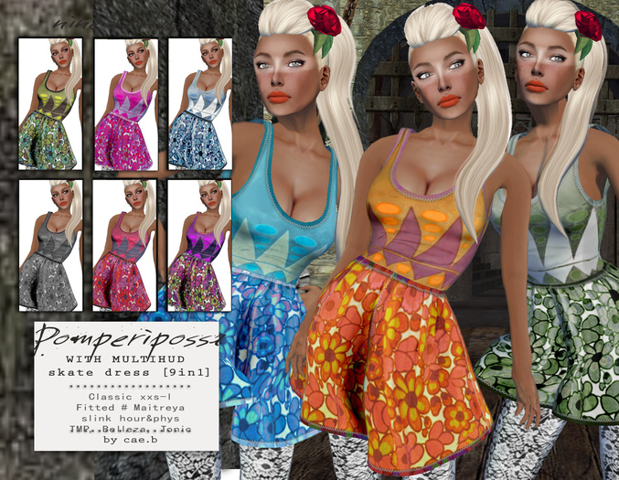 OMG! Supersale! cae.b - POMPERIPOSSA DRESS - with hud - Classic, fitted, slink, maitreya TMP Belleza