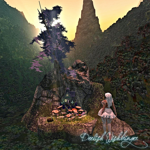 Fairy Garden Tree ~blues & purples 16LI