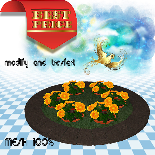 MESH Flowerbed with flowered flower pots v. 3