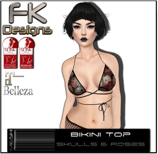 FK! - Bikini Top - Skulls & Roses