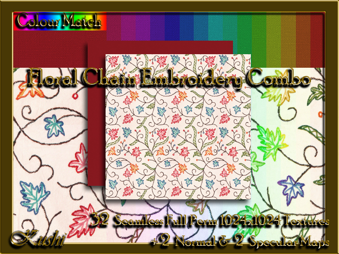 !Kushi! FloralChainEmbroideryCOMBO Textures -WEAR TO UNPACK