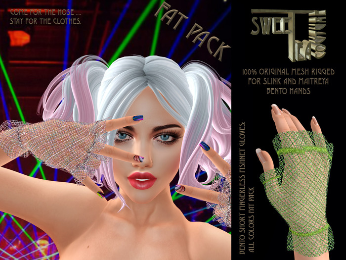 Short Fingerless Fishnet Gloves Fat Pack