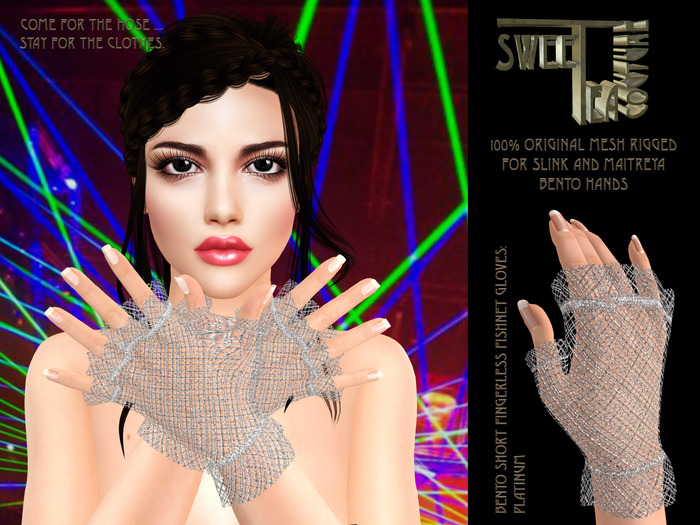 STC Bento Short Fingerless Fishnet Gloves: Platinum (add me )