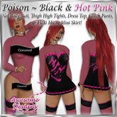 *Awesome Designs Poison Set In Black & Hot Pink