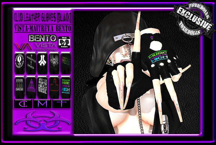 [TD] Club [BLACK] Leather Gloves [F/VISTA-MAITREYA-BENTO]