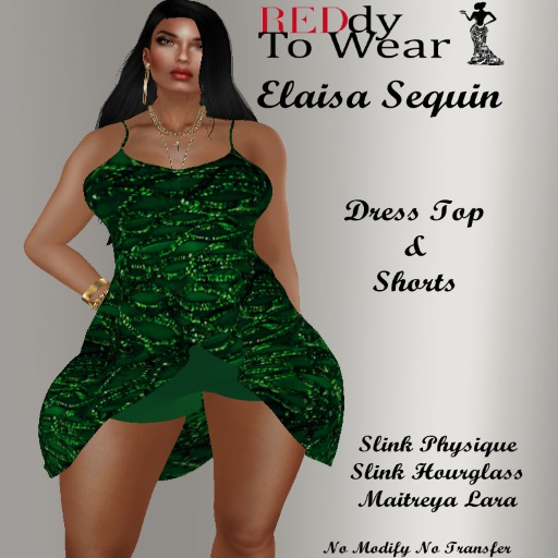 RTW ELAISA SEQUIN GREEN DRESS