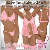 *Awesome Designs Glow Dust BabyDoll Lingerie In Soft Pink