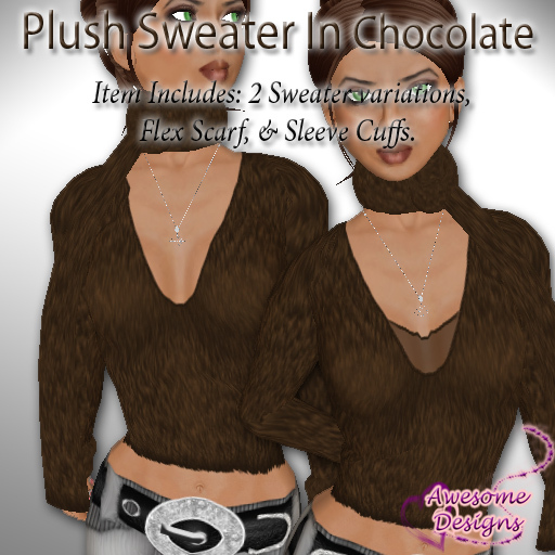 *Awesome Designs Plush Sweater In Chocolate