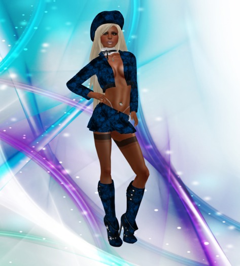 CROP JACKET OUTFIT (FLOWER)   BLUE