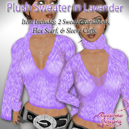 *Awesome Designs Plush Sweater In Lavender