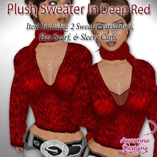 *Awesome Designs Plush Sweater In Deep Red
