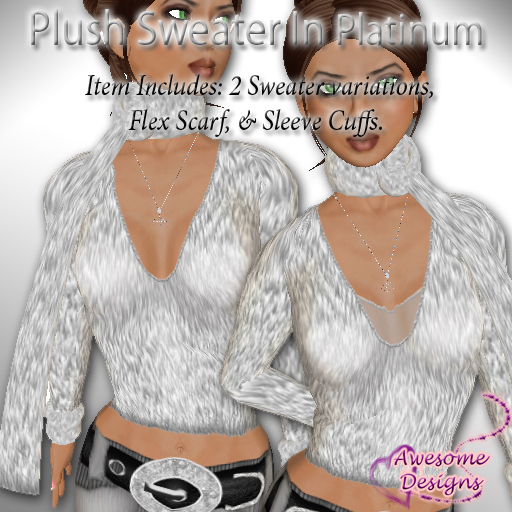 *Awesome Designs Plush Sweater In Platinum Silver