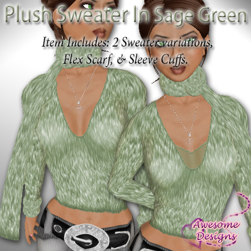*Awesome Designs Plush Sweater In Sage Green