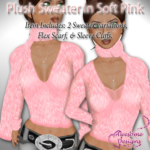 *Awesome Designs Plush Sweater In Soft Pink