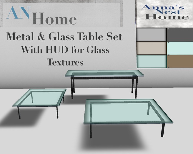AN Metal & Glass Table Set w HUD (box)