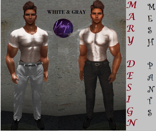 Men`s Pants Gray & White