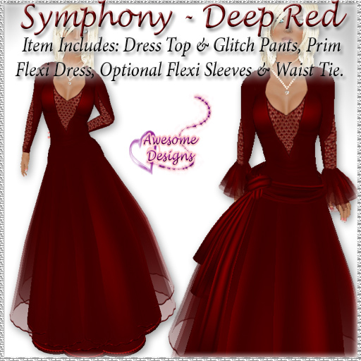 *Awesome Designs Symphony Dress In Deep Red
