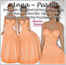 *Awesome Designs Anna Gown In Peach