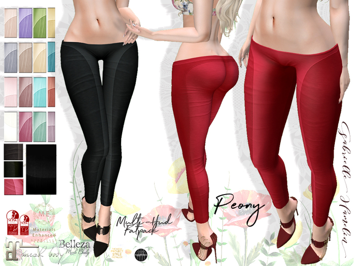 .::Pretty Peony Leggings::. Maitreya Autohide = Mesh Bodies = Classic