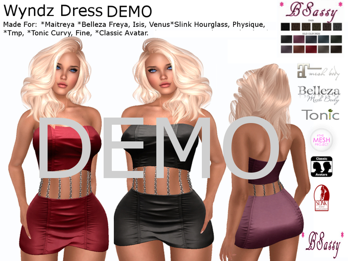 *BSASSY* WYNDZ DRESS DEMO SOLID COLORS