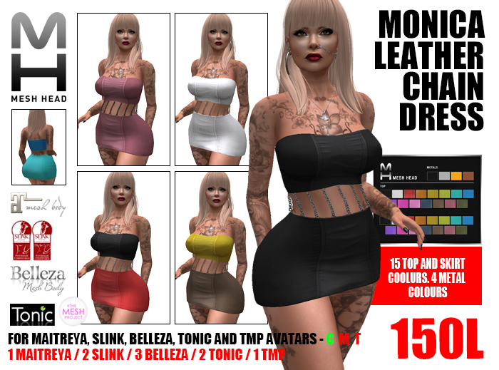 Mesh Head - Monica Leather Chain Dress - SLINK/BELLEZA/MAITREYA/TONIC/TMP
