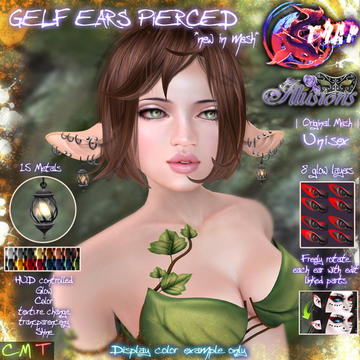 [][]Trap[][] *~*Illusions*~* Gelf Ears *mesh new*(boxed)