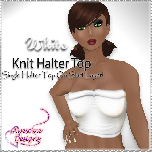 *Awesome Designs Knit Halter Top In  White