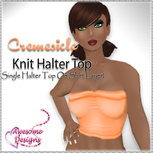 *Awesome Designs Knit Halter Top In Cremesicle