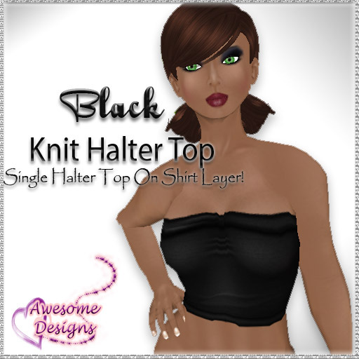 *Awesome Designs Knit Halter Top In Black