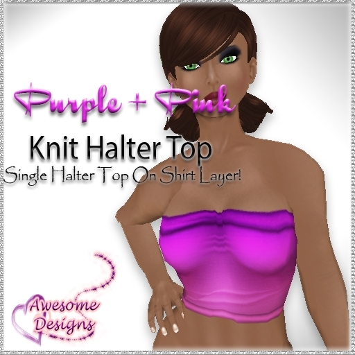 *Awesome Designs Knit Halter Top In Purple   Pink