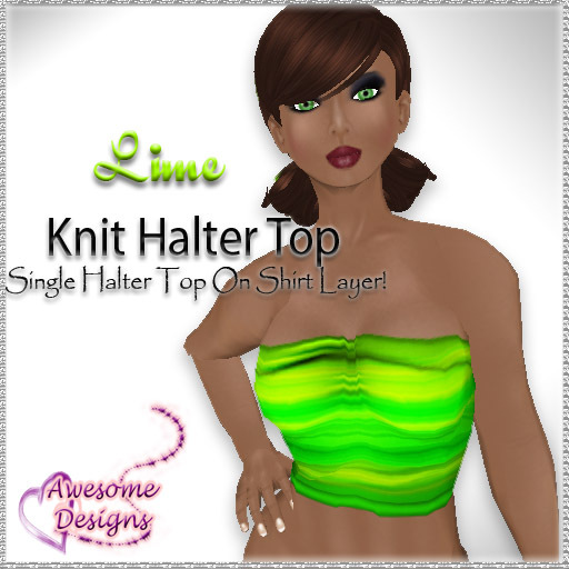 *Awesome Designs Knit Halter Top In Lime