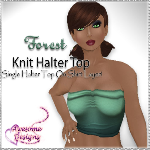 *Awesome Designs Knit Halter Top In Forest