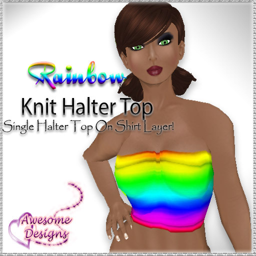 *Awesome Designs Knit Halter Top In Rainbow