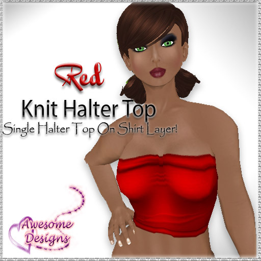 *Awesome Designs Knit Halter Top In Red