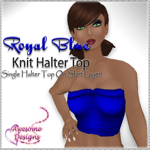 *Awesome Designs Knit Halter Top In Royal Blue