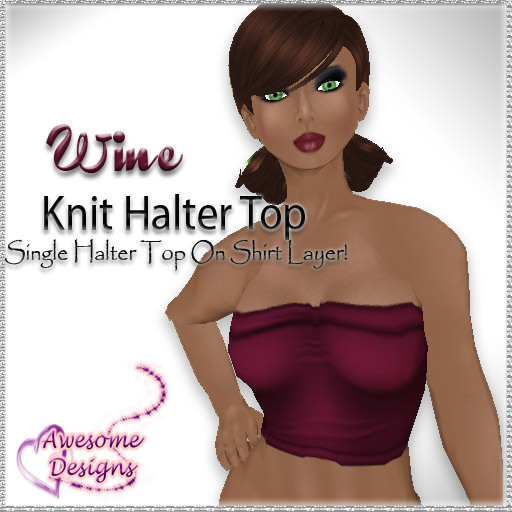 *Awesome Designs Knit Halter Top In Wine