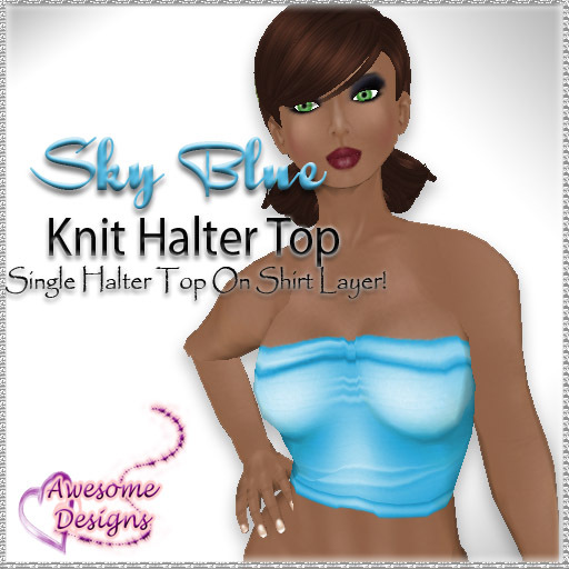 *Awesome Designs Knit Halter Top In Sky Blue