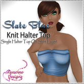 *Awesome Designs Knit Halter Top In Slate Blue
