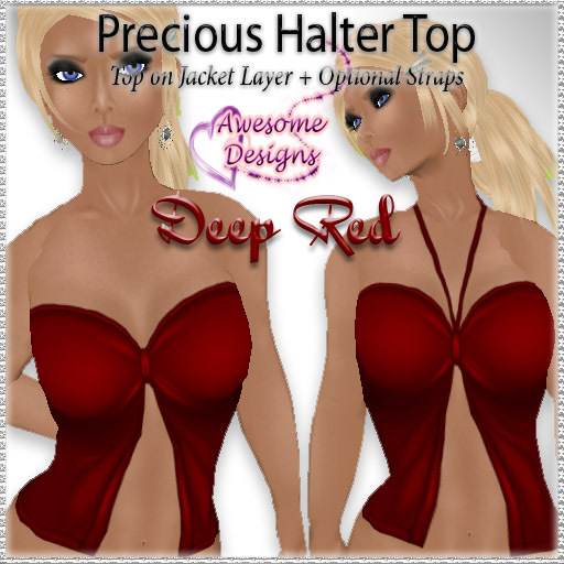 *Awesome Designs Precious Halter Top Deep Red